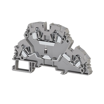 318219, Клеммник 2-х ярусный пружинный, 4 мм.кв., с диодом, (серый); YBK4-2FD-A (упак 20 шт)