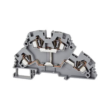 318100, Клеммник 2-х ярусный пружинный 4мм.кв. (бежевый); YBK4-2F (упак 50 шт)