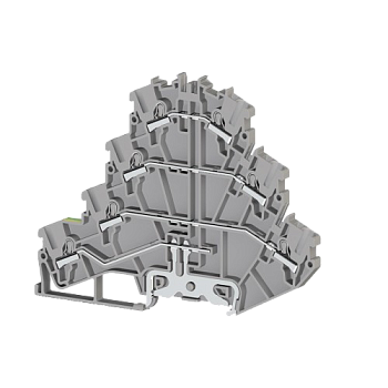 307209, Клеммник пруж.быстрозажимной (Push in) 3-х ярусный, с конт. на DIN-рейку, 2,5 мм.кв., (серый); PYK2,5-3FT (упак 30 шт)