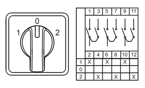Трехпозиционный переключатель (1-0-2) CS120053L