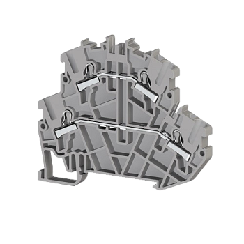 307279, Клеммник 2-х ярусный пружинный быстрозажимной (Push in), 4 мм.кв. (серый); PYK4-2F (упак 25 шт)