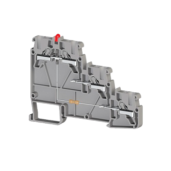 307419, Клеммник пруж.быстрозажимной (Push in) 3-х ярусн. для датчиков, с индикатором 2,5 мм.кв., (серый); PYK 3S NPN 24VDC (упак 20 шт)