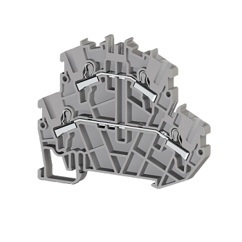 307179, Клеммник 2-х ярусный пружинный быстрозажимной (Push in), 2,5 мм.кв. (серый); PYK2,5-2F (упак 40 шт)