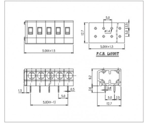 Клеммник пружинный WJ235B-5.0-07P