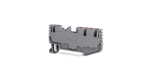 Клеммник на DIN-рейку 3-х выводной (Push-in) 2,5 мм.кв. (серый); PFT 2,5 1X2