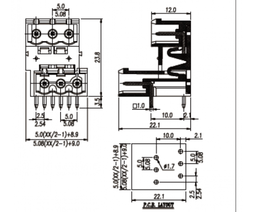 Клемма на печатную плату разъемная AS2EDGRTC-5.0-2x22P