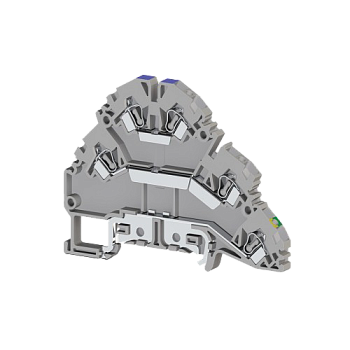 324809, Клеммник пружинный 2-х ярусный с контактом на рейку, 2,5 мм.кв., (серый); YBK 2,5-2 FT (упак 30 шт)