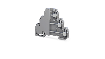 Клеммник на DIN-рейку трехуровневый (винтовой) 4 мм.кв. (серый); TBL 4 3P