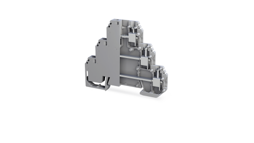 Клеммник на DIN-рейку трехуровневый (винтовой) 4 мм.кв. (серый); TBL 4 3P