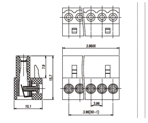Клеммник на кабель HT396K-3.96-03P