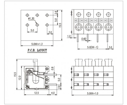 Клеммник пружинный WJ211R-5.0-10P