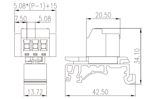 Клеммная колодка на DIN-рейку 2EHDRDM-XXP