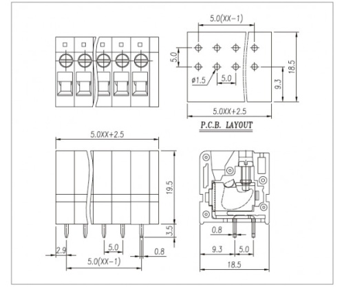 Клеммник винтовой WJ105V-5.0-02P