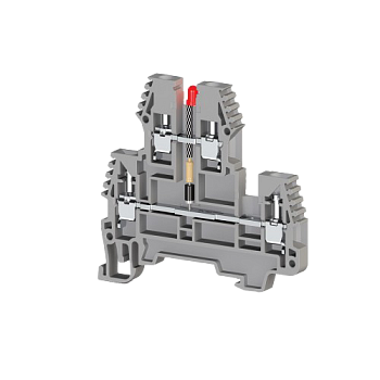 317619, Винтовая клемма двухуровневая, 2,5 мм.кв., с индикацией 110 VAC, (серый); PIK 2,5 NLD 110VAC