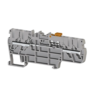 307219, Клеммник пруж.быстрозажимной (Push in) 4-х выводной, с размыкателем, 2,5 мм.кв., (серый); PYK 2,5CCA (упак 60 шт)