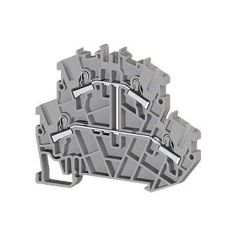 307239, Клеммник пруж.быстрозажимной (Push in) 2-х ярусный, 2,5мм.кв., с внутр.перемычкой, (серый); PYK2,5-2FK (упак 40 шт)