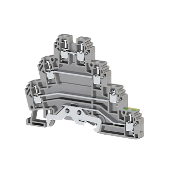 324309, Клеммник 3-х ярусный с контактом на рейку, 2,5мм.кв., (серый); PUK 3Т (упак 20 шт)