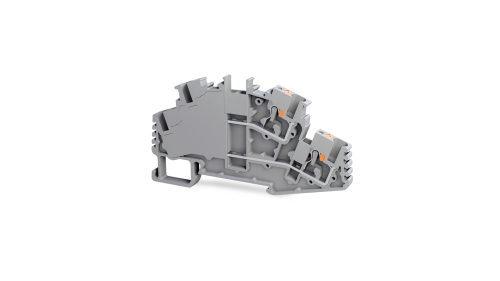 Клеммник на DIN-рейку двухуровневый (Push-in) 2,5 мм.кв. (серый); PFT 2,5 2P