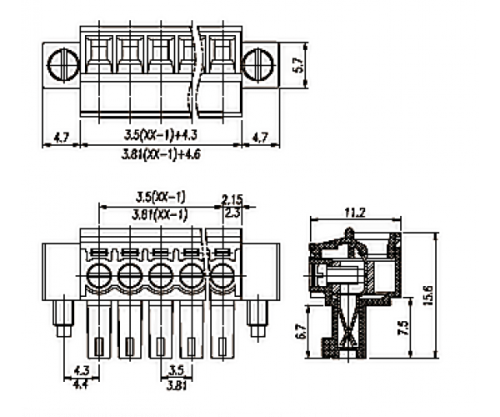 Клеммник разъемный WJ15EDGKM-3.81-17P