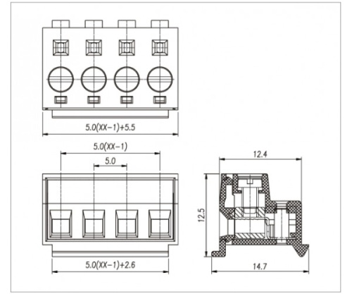 Клеммник винтовой WJ331-5.0-04P