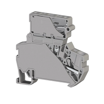 307249, Клеммник пруж.быстрозажимной (Push in) с держ.предохр.(5х20), 4 мм.кв., (серый); PYK 4S (5x20) (упак 15 шт)