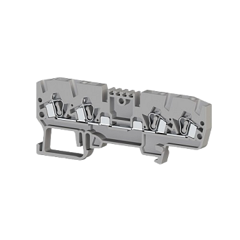 326209, Клеммник пружинный 4-х выводной, без внутр. соединения, 2,5 мм.кв., (серый); YBK 2,5CX2 (упак 50 шт)