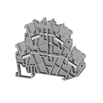 307379, Клеммник пруж.быстрозажимной (Push in) 2-х ярусный, 2,5мм.кв., с диодом, (серый); PYK 2,5-2FD-B (упак 40 шт)