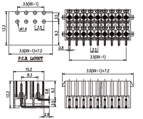Клеммник разъемный WJ15EDGRHBN-THT-3.5-2x16P