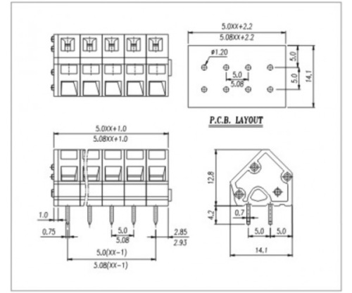 Клеммник пружинный WJ245-5.0-15P