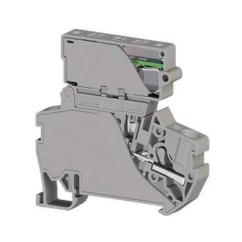 307339, Клеммник пружинный быстрозажимной (Push in) с держ.пред.(6,3х31,75) с инд. 220VAC, 4 мм.кв. (серый); PYK 4ILD 220VAC (6,3х31,75) (упак 15 шт)