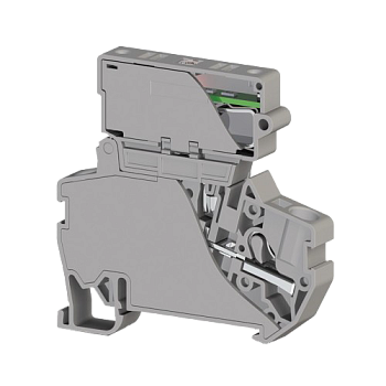 307329, Клеммник пружинный быстрозажимной (Push in) с держ.пред.(6,3х31,75) с инд. 24VDC, 4 мм.кв. (серый); PYK 4ILD 24VDC (6,3х31,75) (упак 15 шт)