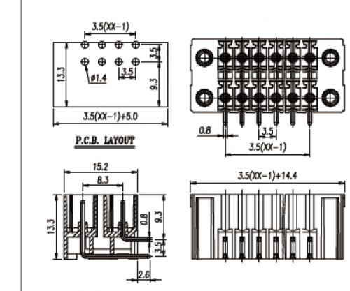 Клемма разъемная AS15EDGRHBM-THT-3.5-2x16P