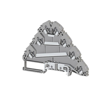 324609, Клеммник пружинный 3-х ярусный с контактом на рейку, 2,5мм.кв., (серый); YBK 2,5-3 FT (упак 20 шт)
