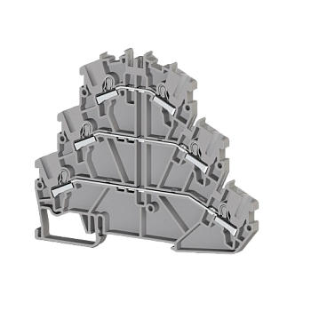 307199, Клеммник 3-х ярусный пружинный быстрозажимной (Push in), 2,5 мм.кв. (серый); PYK2,5-3F (упак 30 шт)