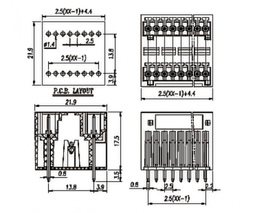 Клемма разъемная WJ15EDGVH-2.5-2x03P