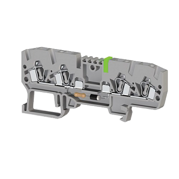 326719, Клеммник пружинный 4-х выводной, с индикацией 220 VAC, 2,5 мм.кв., (серый); YBK 2,5 CLD 220VAC (упак 50 шт)
