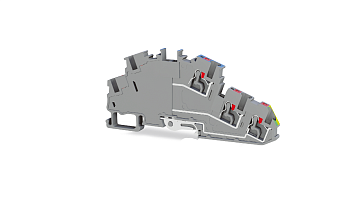 Клеммник на DIN-рейку двухуровневый с заземлением (Push-in) 2,5 мм.кв. (желто-зеленый); PFT 2,5 2P+E