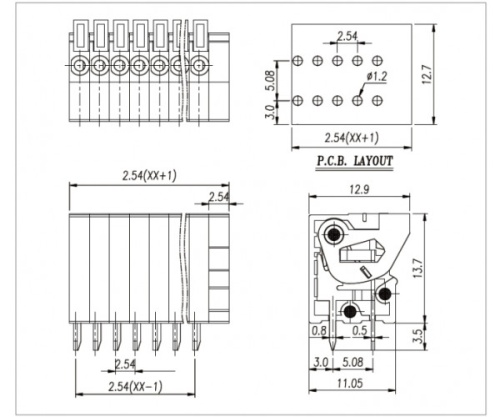 Клеммник пружинный WJ141V-2.54-10P