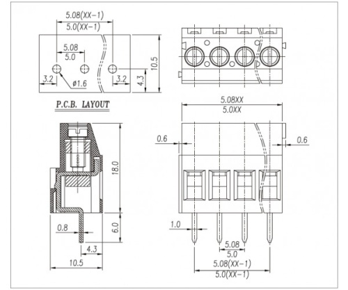 Клеммник винтовой WJ129-5.0-02P