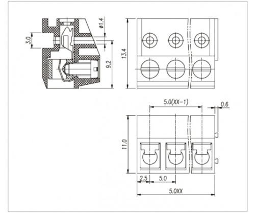 Клеммник винтовой WJ332K-5.0-02P