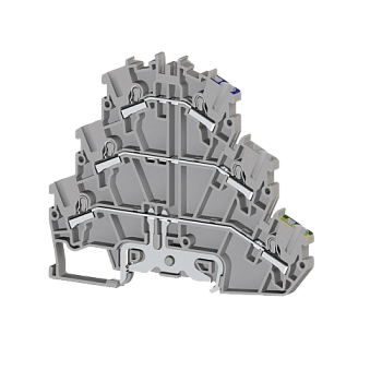 307189, Клеммник пруж.быстрозажимной (Push in) 2-хярусный, с конт. на DIN-рейку, 2,5 мм.кв., (серый); PYK2,5-2FT (упак 30 шт)