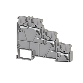 307409, Клеммник пруж.быстрозажимной (Push in) 3-х ярусн. для датчиков, 2,5мм.кв., (серый); PYK 3S (упак 20 шт)