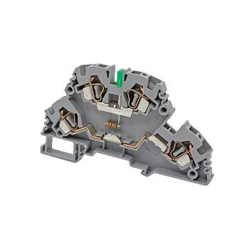 318329, Клеммник 2-х ярусный пружинный, 4 мм.кв., с индикацией 24 VDC, (серый); YBK4-2 FLD 24VDC (упак 20 шт)