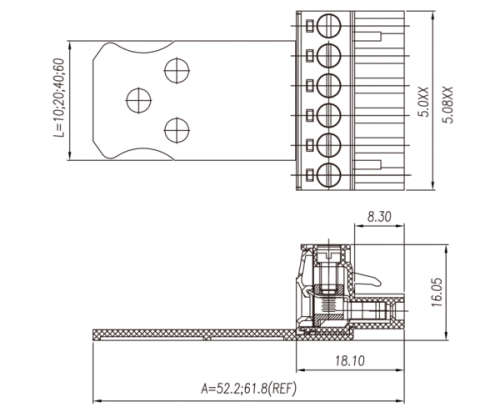 Клеммник разъемный на плату AS2EDGKZ-5.0-15P