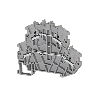 307369, Клеммник пруж.быстрозажимной (Push in) 2-х ярусный, 2,5мм.кв., с диодом, (серый); PYK2,5-2FD A (упак 40 шт)