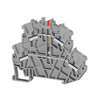 307349, Клеммник пруж.быстрозажимной (Push in) 2-х ярусный, 2,5мм.кв., с индикацией 24VDC, (серый); PYK2,5-2FLD 24VDC (упак 40 шт)