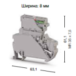 307309, Клемма с держателем предохранителя (быстрозажимная) 220 VAC 5×25 (Серый); PYK 4 SLD